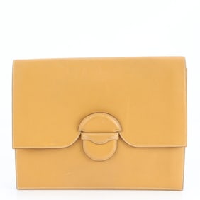 Hermes Hermès Faco ?O engraved leather second bag/clutch/pouch in beige for men