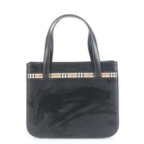 Burberry Nova Check Shadow Horse Leather Tote Bag Shoulder Handbag Black Women's