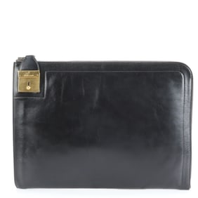 Hermes Hermès O-stamped leather second bag, clutch pouch, box calf leather, men's