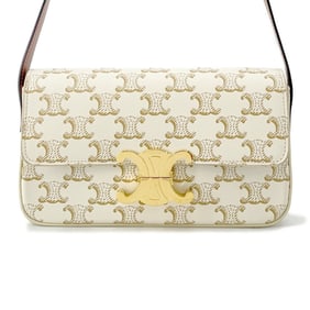 Celine Triomphe Claude Shoulder Bag 194142 CELINE White