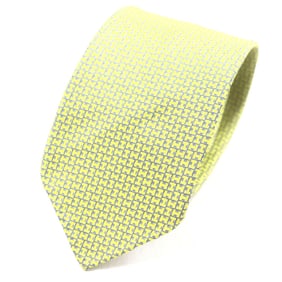 HERMES 100% Silk H Motif All-Over Print Tie, Yellow, Box Included, Made in France, Men's Business