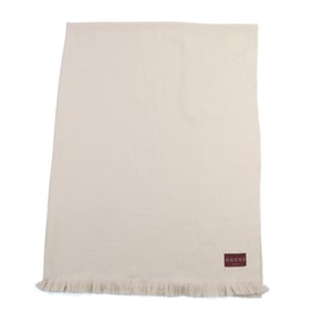 GUCCI 795551 Wool and Silk GG Jacquard Large Blanket/Shawl, Beige, 135 x 180cm, Made in Italy,