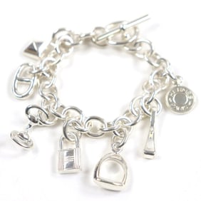 HERMES Amulet 7 925 Silver Serie Cadena Medor Chaine d'Ancre Horsebit Etrier Bracelet, Weight
