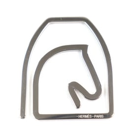 HERMES Z4140 Equestre logo engraved horse-shaped bill clip/money clip, silver, made in France