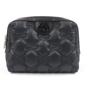 GUCCI 72604 GG Marmont Makeup Pouch, Small Item Black and Purple, Box Dust Bag Included, Made in