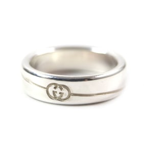 GUCCI Diagonal Interlocking G Ring (774052), current model, AG925 silver, size 17, made in Italy,