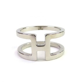 HERMES H. En Long Palladium Scarf Ring, Silver, with Box and Dust Bag, Made in France, Women's