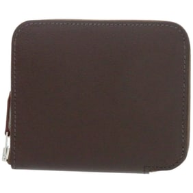 Like new Hermès Azap Silkin Compact Mini Evercolor Mocha with B stamp, brown coin purse/wallet 1349