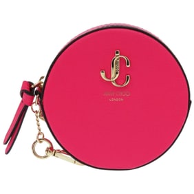 Unused Jimmy Choo Jaycee Round Coin Purse in Leather with Dragon Pink Design, 0571 JIMMY CHOO
