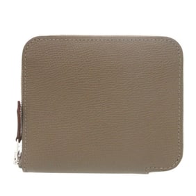 Unused Hermès Azap Silk In Compact Coin Case, Brown, Epson Etoupe Leather, W Stamp (Made in 2024),