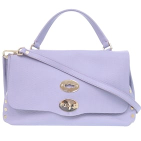 Like new ZANELLATO Postina L Brandine 2-Way Leather Handbag 30134005 Purple 0617