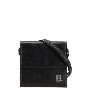 Balenciaga B Logo Trifold Shoulder Wallet 580037 Black Leather Men's BALENCIAGA