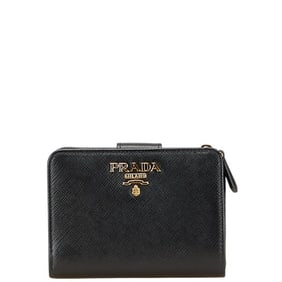 Prada Saffiano Bifold Wallet 1ML018 Black Leather Women's PRADA
