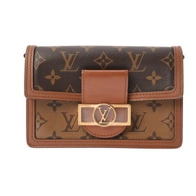 LOUIS VUITTON Monogram Reverse Portefeuille Dauphine Brown M68746 Women's Canvas Shoulder Bag, AB