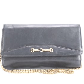 Celine Chain Leather Shoulder Bag Hand Tote Black Women's