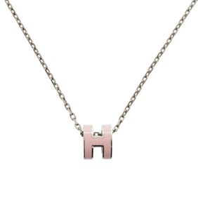 Hermes Hermès Mini Pop Ash H Metal Necklace with Silver Hardware, Pink, 0704