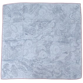Unused Hermès Carré H100 LES AS DU VOLANT Scarf, Cashmere and Silk, Gray, 0533 HERMES