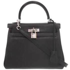 Hermès Kelly 25 Handbag, Inner Stitching, Swift Leather, Black, Silver Hardware, L Stamp (Made in