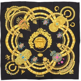 Hermès Carré 90 KOSMIMA Space Silk Black Scarf Muffler 1437 HERMES