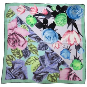 Prada Printed Silk Floral Multicolor Scarf Muffler 0065 PRADA