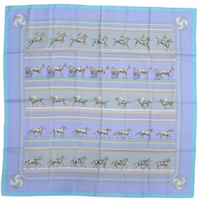 Hermes Hermès Carré 90 Sequence Silk Scarf/Muffler in Light Blue, Purple, and Purple (0131)