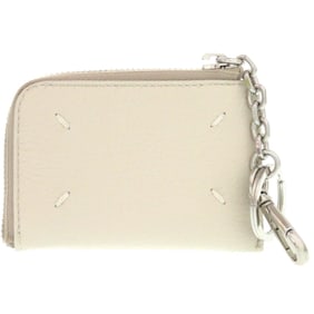 Unused Maison Margiela L-shaped zipper mini wallet with four stitches, SA1UI0012, off-white leather,