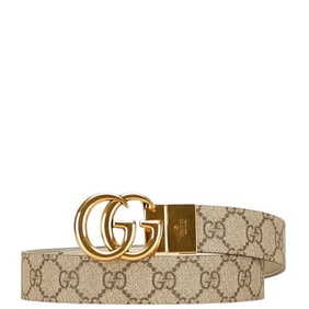 Gucci GG Supreme Interlocking G Belt, Size: 70 (28), Beige Leather, 214351, Women's, GUCCI