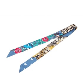 Hermes Hermès Twilly Doll Jungle Love Scarf, Light Blue Multicolor Silk, Women's