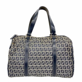 Fendi Zucchino Nylon Canvas Handbag Navy Women's