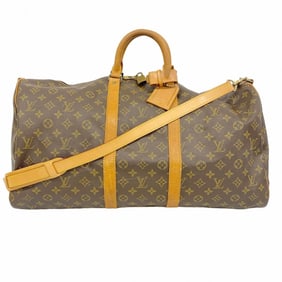 Louis Vuitton Monogram Keepall Bandouliere 55 Boston Bag M41414 Brown Men's and Women's