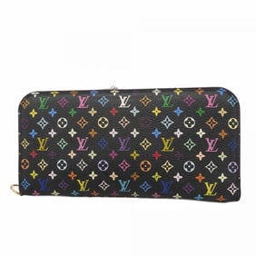 Louis Vuitton Monogram Multicolore Long Wallet Portefeuille Ensolite M60271 Noir Violet Women's