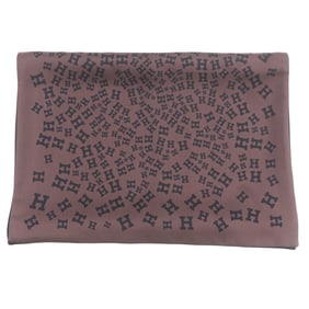 HERMES 100% Silk Reversible Scarf with Logo Print, Brown and Black, Box, Made in France, Men's