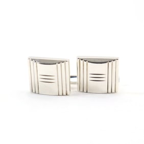 HERMES AG925 Cadena Motif H Logo Square Cufflinks Silver Weight 19.2g Men's