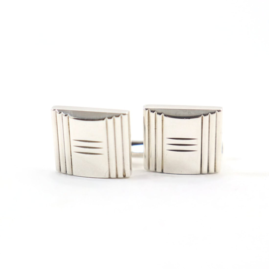 HERMES AG925 Cadena Motif H Logo Square Cufflinks Silver Weight 19.2g Men's (1 of 20)