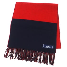 HERMES H258091S 100% Cashmere Marine Rouge Casaque Echarpe Fringe Scarf, Made in England, Men's