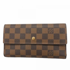 Louis Vuitton Tri-fold Long Wallet Damier Porte Tresor International Ebene N61215 for Men and Women
