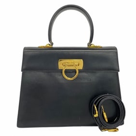 Salvatore Ferragamo Gancini Leather Handbag in Black for Women