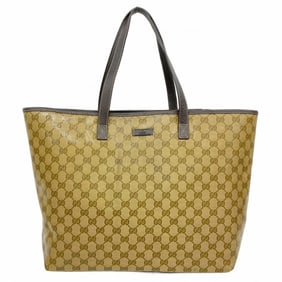 Gucci Tote Bag with GG Crystals, 238696, Coated Canvas, Brown, Champagne, Women's