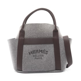 Hermes Hermès Sac de Pansage Groom Tote Bag, Fabric, Leather, and Felt, Women's, Gray, 079956CK
