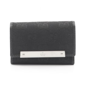 Gucci GG Canvas Key Case, and Leather, Women's, Black, 127048