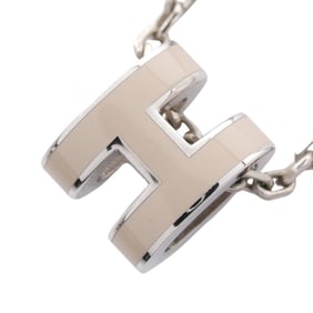 Hermes Hermès MINI POP H Necklace in Stainless Steel, Beige and Silver