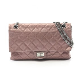 CHANEL 2.55 Matelasse Double Flap Shoulder Bag, Leather, Women's, Pink