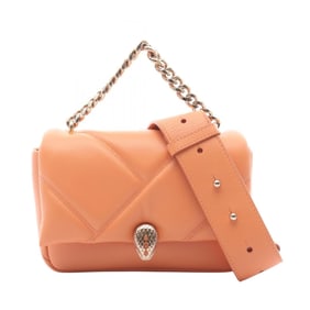 BVLGARI Serpenti Cabochon Handbag, Leather, Women's, Orange