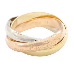 Cartier Trinity Ring, Women's Jewelry, 18K Yellow Gold, White Pink Silver