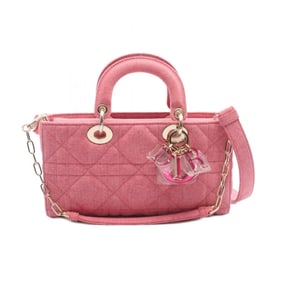 Christian Dior Dior Lady D-Joy Medium Cannage Handbag, Denim, Women's, Pink