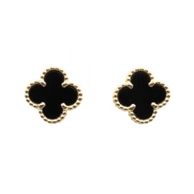 Van Cleef & Arpels Sweet Alhambra Onyx Earrings, 18K Yellow Gold, Women's, Gold and Black,