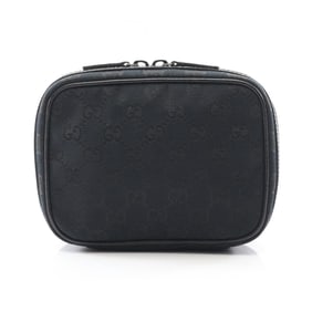 Gucci GG Canvas Pouch Bag, and Leather, Women's, Black, 153129