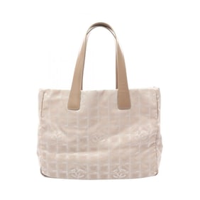 CHANEL New Travel Line MM Tote Bag, Leather, Nylon Canvas, Women's, Beige, A15991