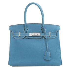 Hermes Hermès Birkin 30 Blue Jean Handbag with Silver Hardware, Togo, Women's