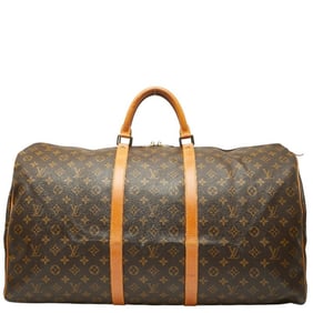 Louis Vuitton Monogram Keepall 60 Boston Bag/Travel Bag M41422 Brown Leather Women's LOUIS VUITTON